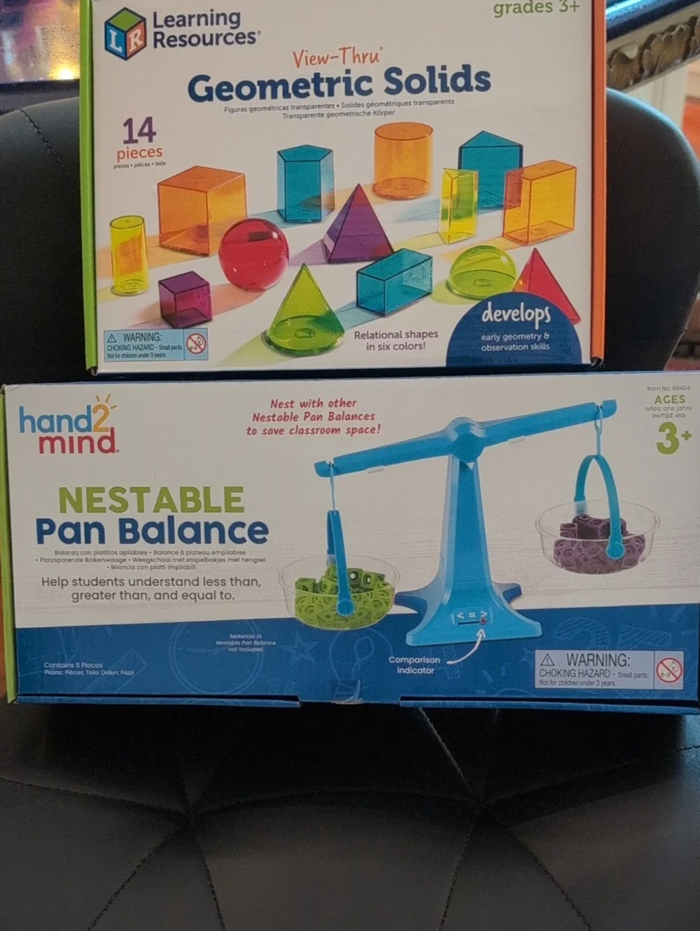 Nestable Pan Balance And 14 Piece Geometric Shapes Both New